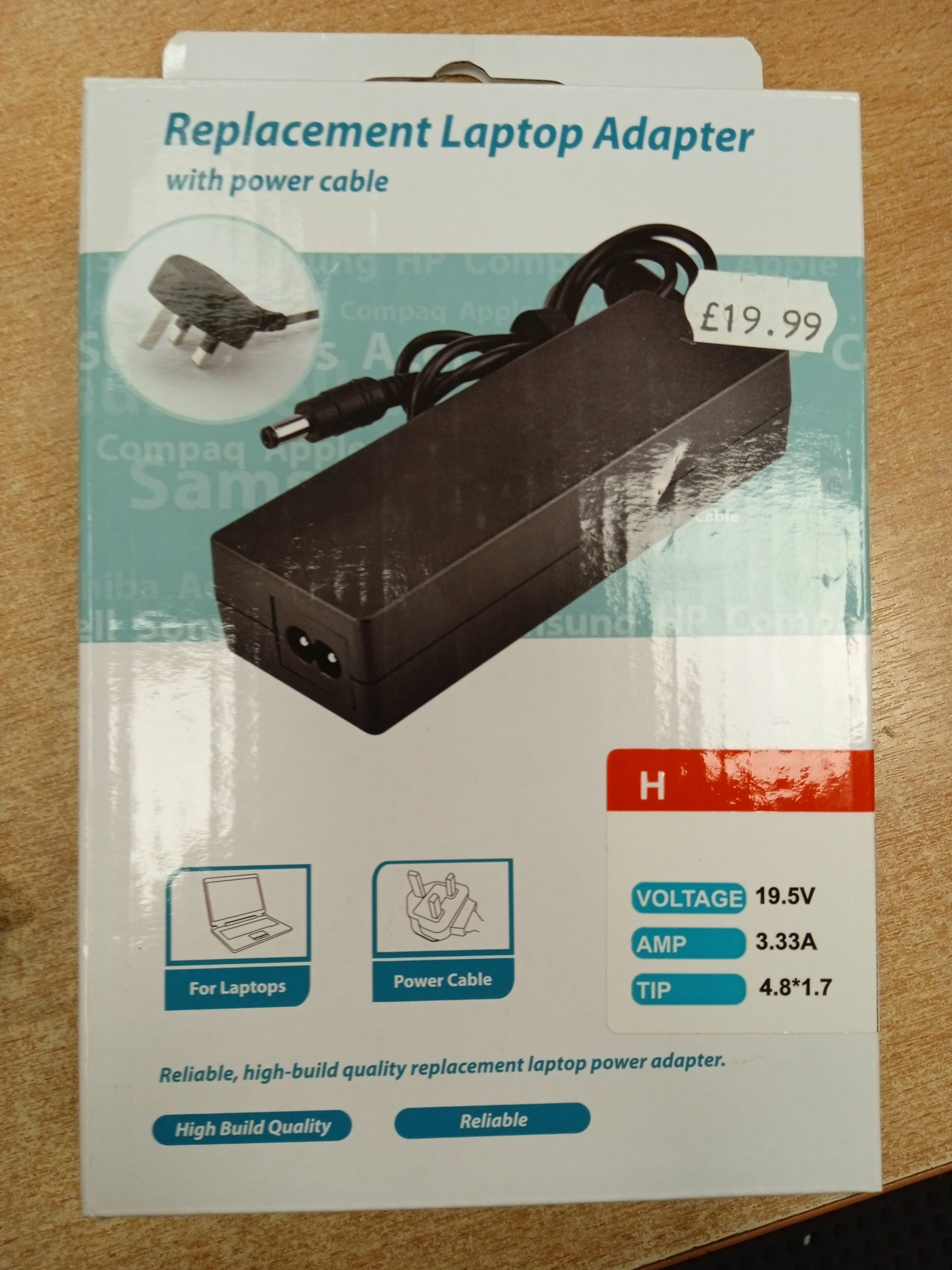 H 19.5V 3.33A 4.8*1.7mm Replacement Laptop Charger
